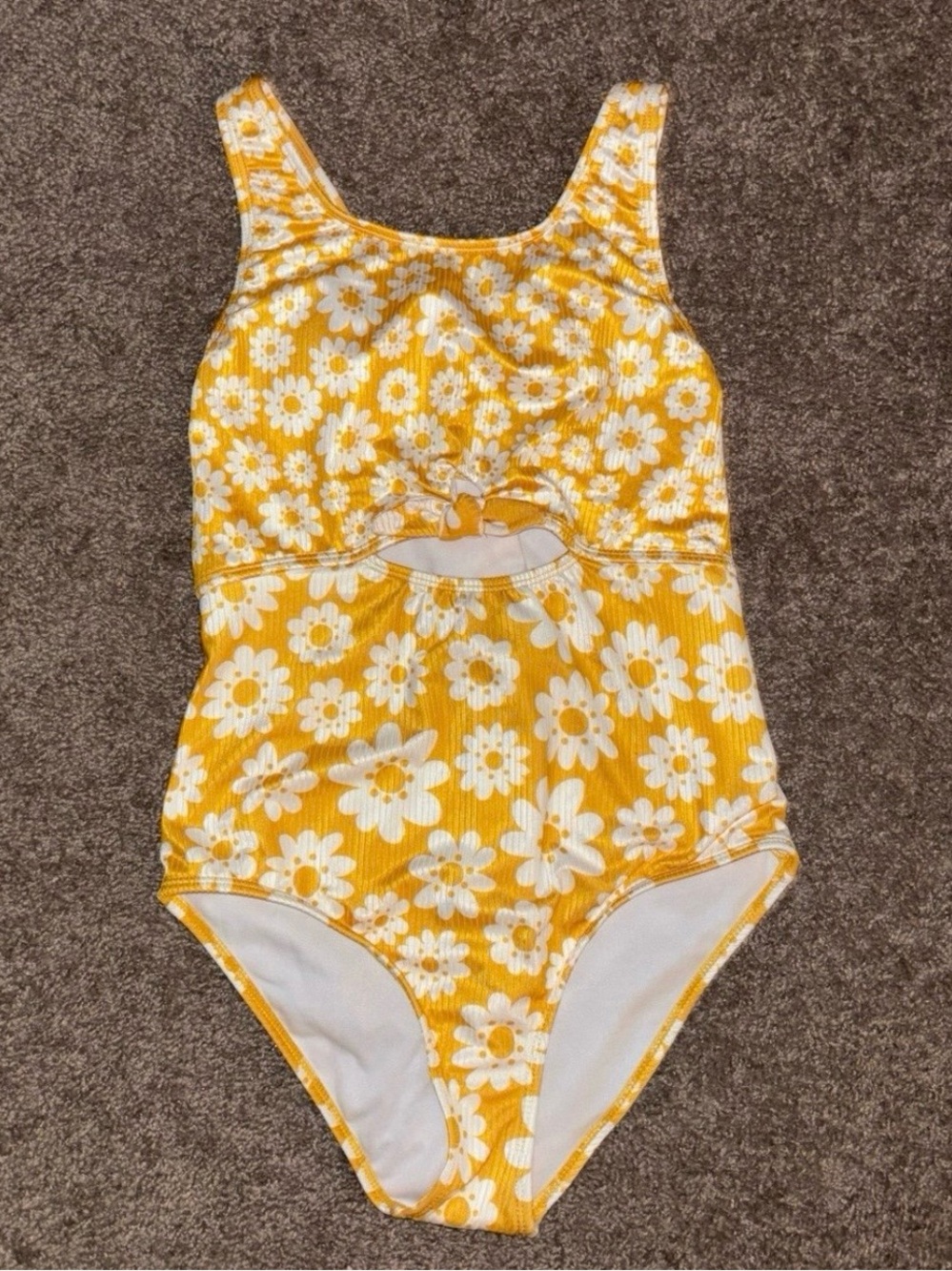 Girls Wonder Nation one piece swimsuit yellow flowers size XXL (18)